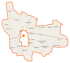 Mapa konturowa gminy wiejskiej Radziejów, blisko centrum na dole znajduje się punkt z opisem „Opatowice”