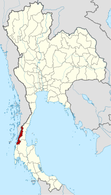 Map of Thailand highlighting Ranong province