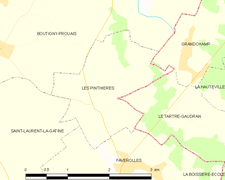 Carte de la commune des Pinthières.