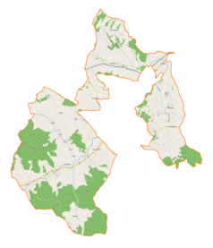 Mapa konturowa gminy wiejskiej Gorlice, u góry znajduje się punkt z opisem „Zagórzany”