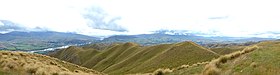 Panoramic photograph showing the Waitaki and Hakataramea Valleys