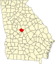 State map highlighting Bibb County