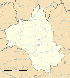 Mapa konturowa Aveyron, po prawej znajduje się punkt z opisem „Rivière-sur-Tarn”