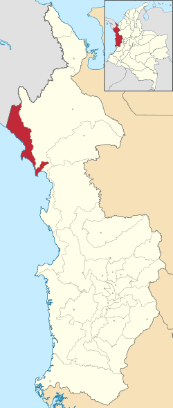 Location of the municipality and town of Juradó in the Chocó Department of Colombia.