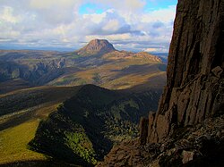 Cradle Mountain gezien vanaf de Barn Bluff