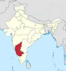 Peta India dengan letak Karnataka ditandai.