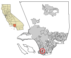 Location of Lomita in Los Angeles County, California