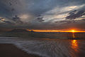 View of Table Mountain at sunset.