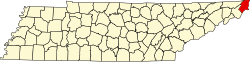 Karte von Johnson County innerhalb von Tennessee