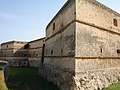 Un dos bastións no castelo de Copertino en Italia.