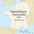 France en 1800, approximativement les frontières naturelles de la France par le Rhin.