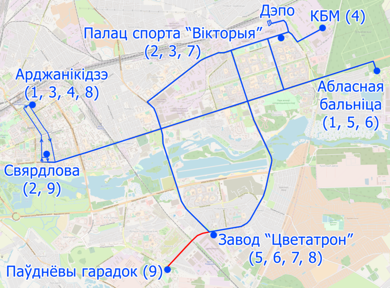 File:Trolleybus map of Brest, Belarus (in Belarusian).png