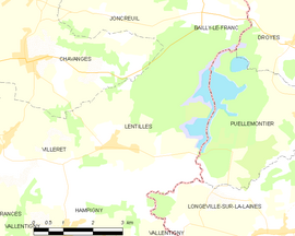 Mapa obce Lentilles