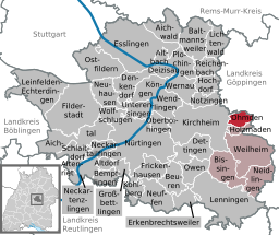 Läget för Ohmden i Landkreis Esslingen