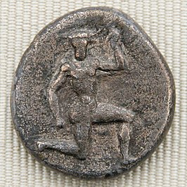 Drachme met de Minotauros afgebeeld uit Knossos, ca. 425–360 v.Chr.