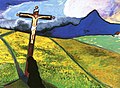 Marianne von Werefkin: Gemälde Kreuz in Landschaft, 1909