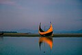 Fishing boat on the Naff river. A route used by thousands of desperate Rohingya to cross the river to take refuge in Bangladesh.