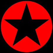 Five Pointed Black Star On Red Circle.svg