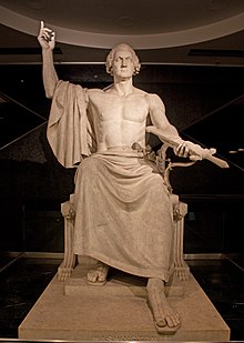 Statue of Washington as classical Roman