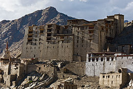 Die ruïnes van die koninklike paleis in Leh.