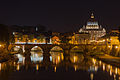 21. Az Angyalhíd (Ponte Sant'Angelo) a Tevere felett a Szent Péter-bazilikával a háttérben, az I. Umberto híd felől fényképezve (Olaszország, Róma) (javítás)/(csere)