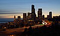 Image 4 Seattle, Washington Photo credit: Cacophony The skyline of Seattle, Washington at dusk, viewed from the south. The Columbia Center (middle) is the second tallest building on the West Coast of the United States, and the twelfth tallest in the United States. Smith Tower (left), completed 1914, was at one time the fourth tallest building in the world. The highway in the foreground is Interstate 5. More selected pictures