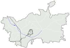 Mapa konturowa Zawiercia, po lewej znajduje się punkt z opisem „Zawiercie Borowe Pole”