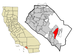 Location of Mission Viejo within Orange County, California.