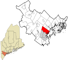 Location in Cumberland County and the state of Maine.