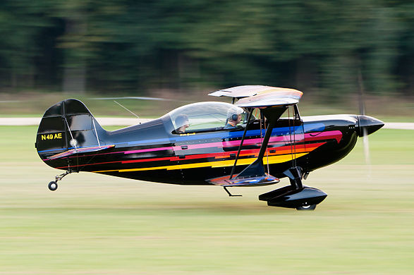     Christen Eagle II (N49AE) during takeoff at the "Oldtimer Fliegertreffen" Hahnweide 2011.