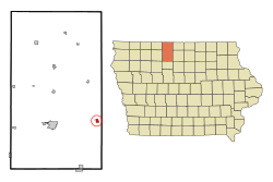 Location of Wesley, Iowa