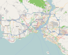 Mapa konturowa Stambułu, u góry po prawej znajduje się punkt z opisem „Rumeli Hisarı”