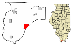 Location of Olmsted in Pulaski County, Illinois.