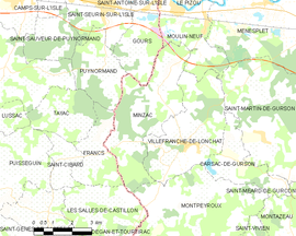 Mapa obce Minzac