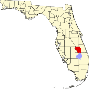 Map of Florida highlighting Okeechobee County