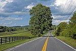 View looking along eastbound NY 199 roughly one quarter-mile east of eastern NY 82 junction at Hammertown in the town of Pine Plains