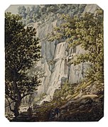 Charles Friedrich Oppermann, Vue de la cascade du Nideck (1817).