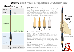 Brushes; head types, compositions and brush sizes