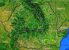 Harta României cu județul Călărași indicat