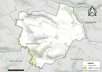 Carte de la ZNIEFF de type 2 sur la commune.