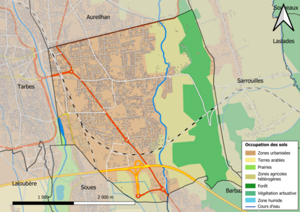 Carte en couleurs présentant l'occupation des sols.