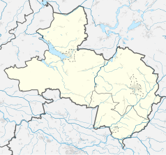 Mapa konturowa powiatu wschowskiego, po prawej znajduje się punkt z opisem „Przyczyna Dolna”