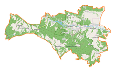 Mapa konturowa gminy Krasnobród, na dole po prawej znajduje się punkt z opisem „Przejma”