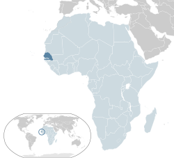 Location o  Senegal  (dark blue) in the African Union  (light blue)