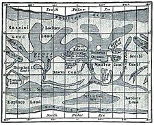 A rectangular grid overlays meandering patterns of light and dark. Selected regions are labelled with names.