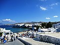 Tourists in the town of Mykonos, part of the Cyclades