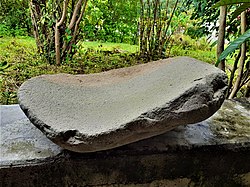 Pre-Columbian Mixtec metate. San Juan Achiutla, Oaxaca, México. 2020.