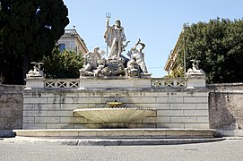 Fontana del Nettuno (Neptunfontena), Piazza del Popolo (fontene 1574, Neptun lagt til i 1878)