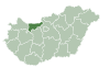 Map of Hungary highlighting Komárom-Esztergom County