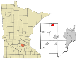 Location of the city of Watertown within Carver County, Minnesota